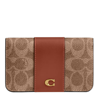 Coach - Funda delgada para tarjetas para mujer, B4/Tan Caramelo, Estuche para tarjetas delgado