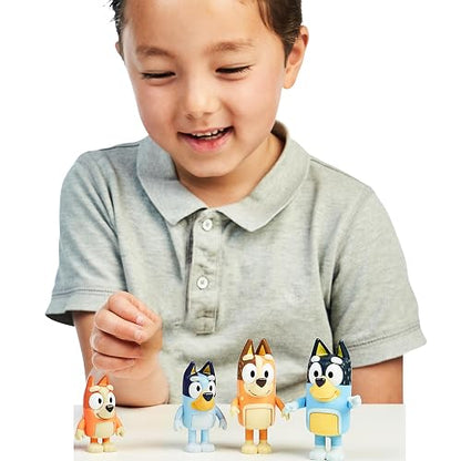 Bluey and Friends - Paquete de 4 Cifras posables de 2.5 a 3 Pulgadas
