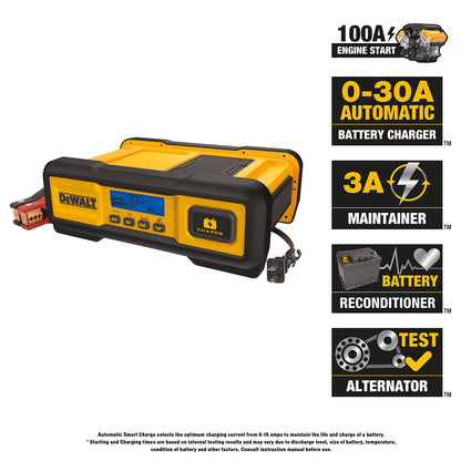 DEWALT DXAEC100 Cargador de batería Profesional de 30 amperios y mantenedor de 3 amperios con Arranque del Motor de 100 amperios
