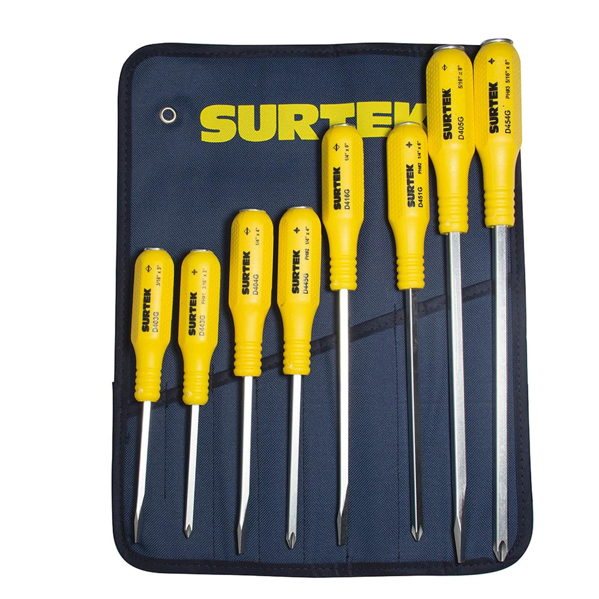 Surtek D400G Juego de 8 Piezas Destornilladores de Golpe, color amarillo
