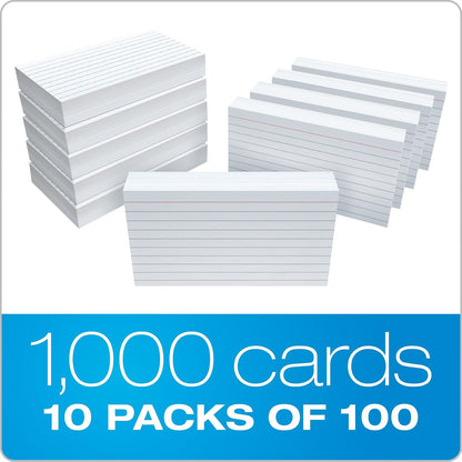 Oxford ruled tarjetas de índice, 7.6 x 12.7 cm, color blanco, 1.000 tarjetas, 10 paquetes de 100 (98833)