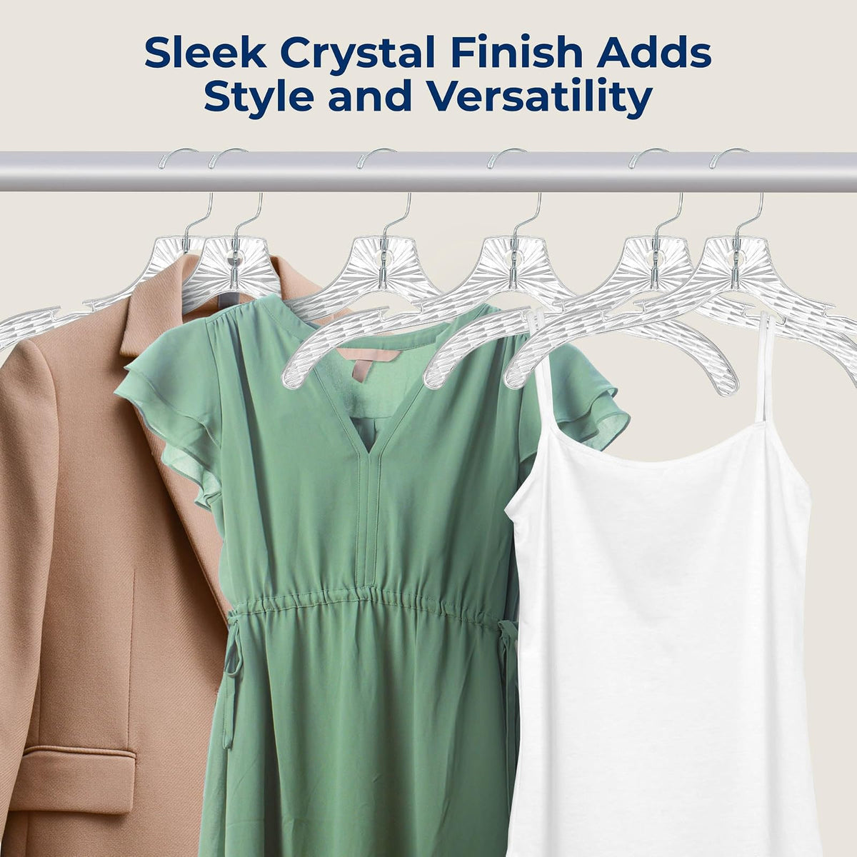SereneLife - Paquete de 24 Perchas de plástico Transparente, Ligeras, Antideslizantes, con Hombros con Muescas y Gancho Giratorio para Ropa, Camisas, Trajes, Vestidos, Chaquetas, diseño Ultrafino Que