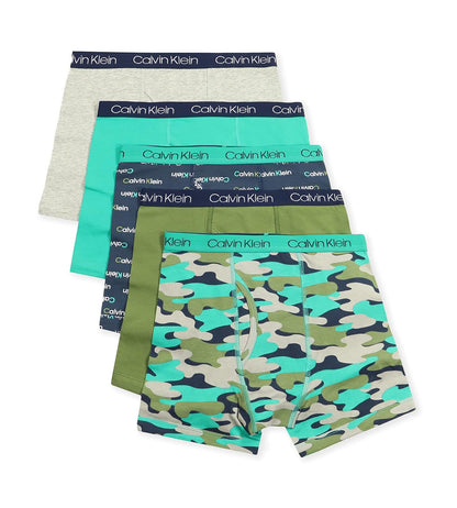 Calvin Klein calzoncillos de algodón para niño, paquete de 5 - G - Gris jaspeado - Camo - Marino - Verde - Oliva