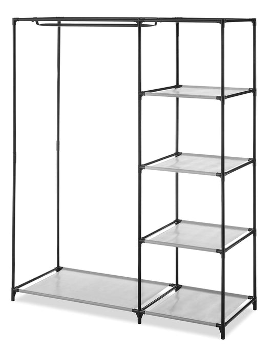 Whitmor Spacemaker clóset de 5 Niveles, Sistema de Almacenamiento no Empotrado con Barra de Ropa, Organizador de Ahorro de Espacio para dormitorios pequeños, Apartamentos, Marco de Acero Resistente,