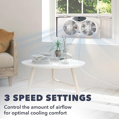 Jarden Bionaire Ventilador de Ventana Delgado con Controles manuales (BWF0502M-WM), Blanco, 2 Blades, 1