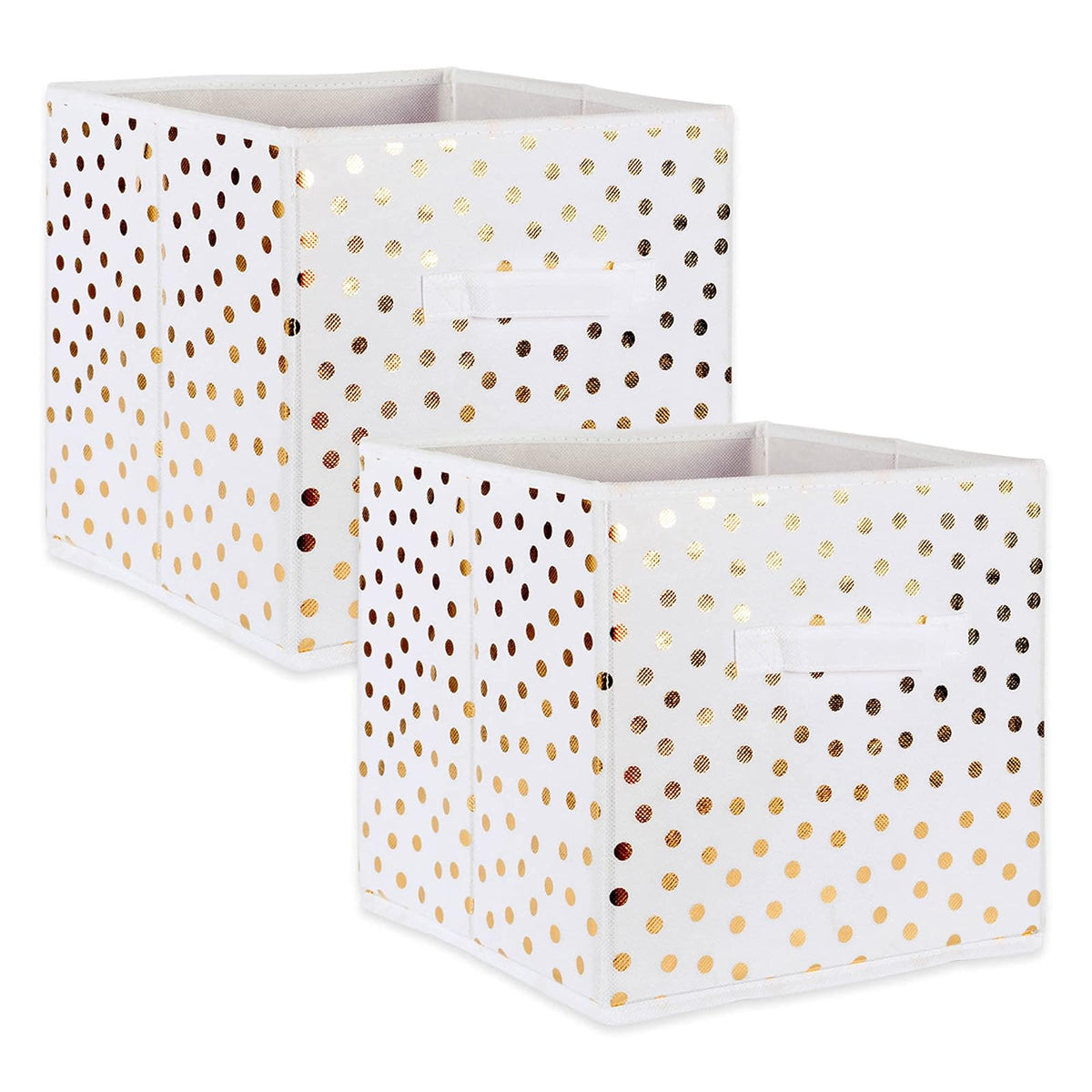DII plegable cubeta de contenedores de almacenamiento para pequeña de lunares tela Organizadores, Small Cube - Juego de 2, Dots Gold, 1, 1