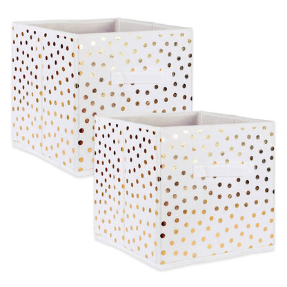 DII plegable cubeta de contenedores de almacenamiento para pequeña de lunares tela Organizadores, Small Cube - Juego de 2, Dots Gold, 1, 1