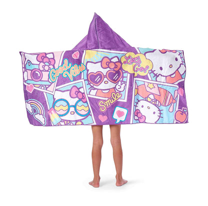 Northwest Hello Kitty Let's Go - Toalla de Playa con Capucha para jóvenes, 21 x 51 Pulgadas, algodón