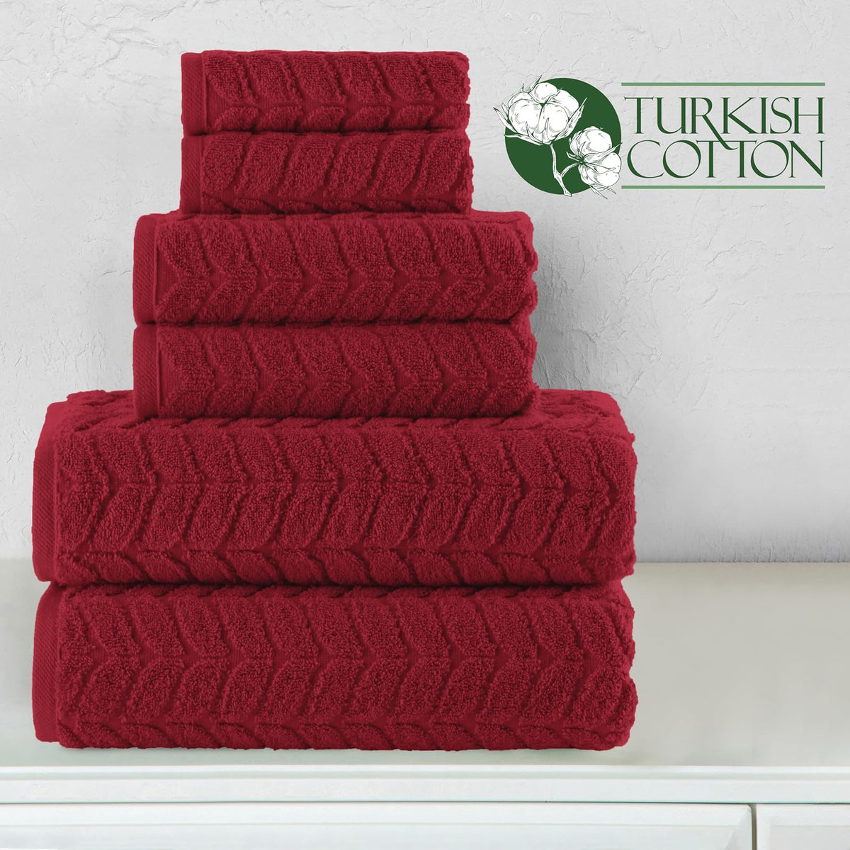 Elegant Comfort - Juego de Toallas de Lujo de 6 Piezas, 100% algodón Turco, Tela Jacquard, Texturizado, de Alta Calidad, Suave y Absorbente, Incluye 2 Toallas de baño, 2 Toallas de Mano y 2 Toallas,