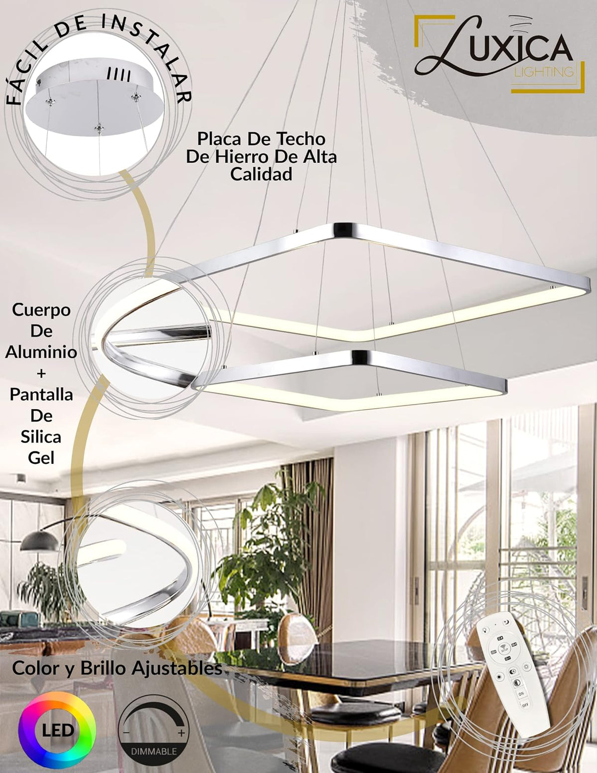 LÁMPARA TIPO CANDIL COLGANTE - LUXICA LIGHTING - Lampara Elegante y Moderna con Luz colgante LED - Lámparas innovadoras