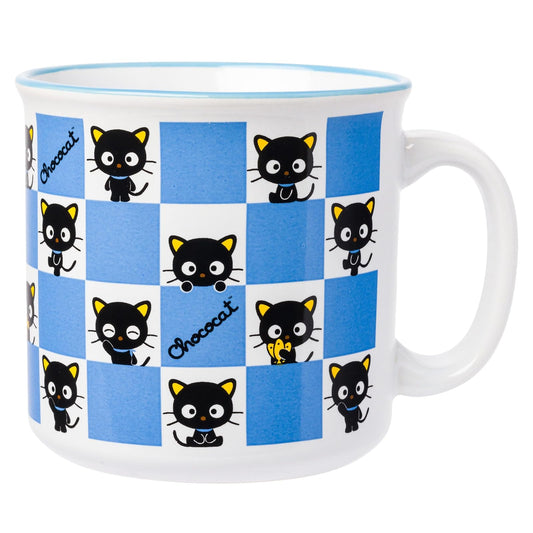 Silver Buffalo Sanrio Hello Kitty and Friends Chococat - Taza de cerámica con patrón a cuadros, 20 onzas
