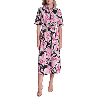 DKNY Vestido Envolvente sin Mangas con Logotipo para Mujer - Spring Navy Multi - 12