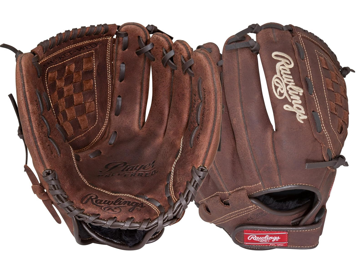 Rawlings Player Preferred Guante de Béisbol Primera Base 12.5 Pulgadas - Tiro derecho - Brown 30.5CM - Basket Web