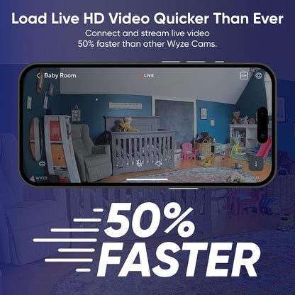 WYZE CAM OG Cámara de Seguridad Inteligente para Interiores y Exteriores con visión Nocturna de Color, Foco Integrado, detección de Movimiento, Audio de 2 vías, Compatible con Alexa y Google