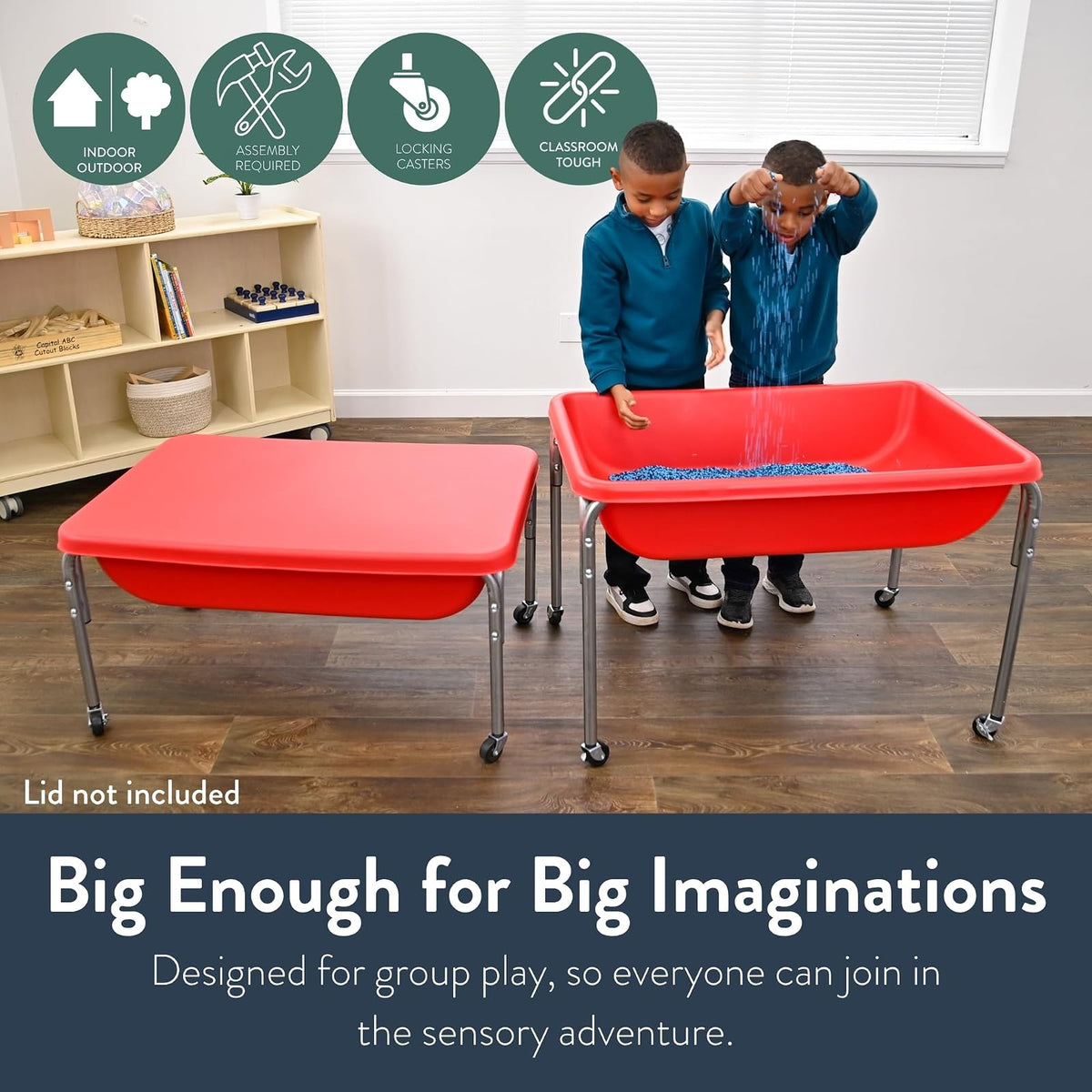 Children's Factory - Mesa sensorial mediana de 24 pulgadas de altura, caja de arena, mesa de agua para niños, color rojo