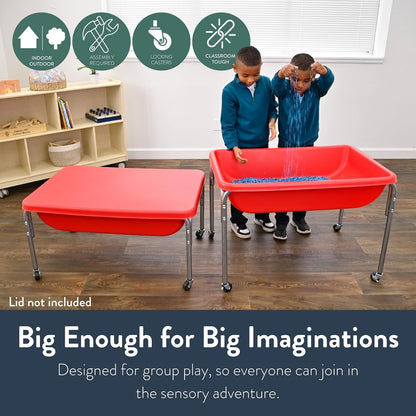 Children's Factory - Mesa sensorial mediana de 24 pulgadas de altura, caja de arena, mesa de agua para niños, color rojo