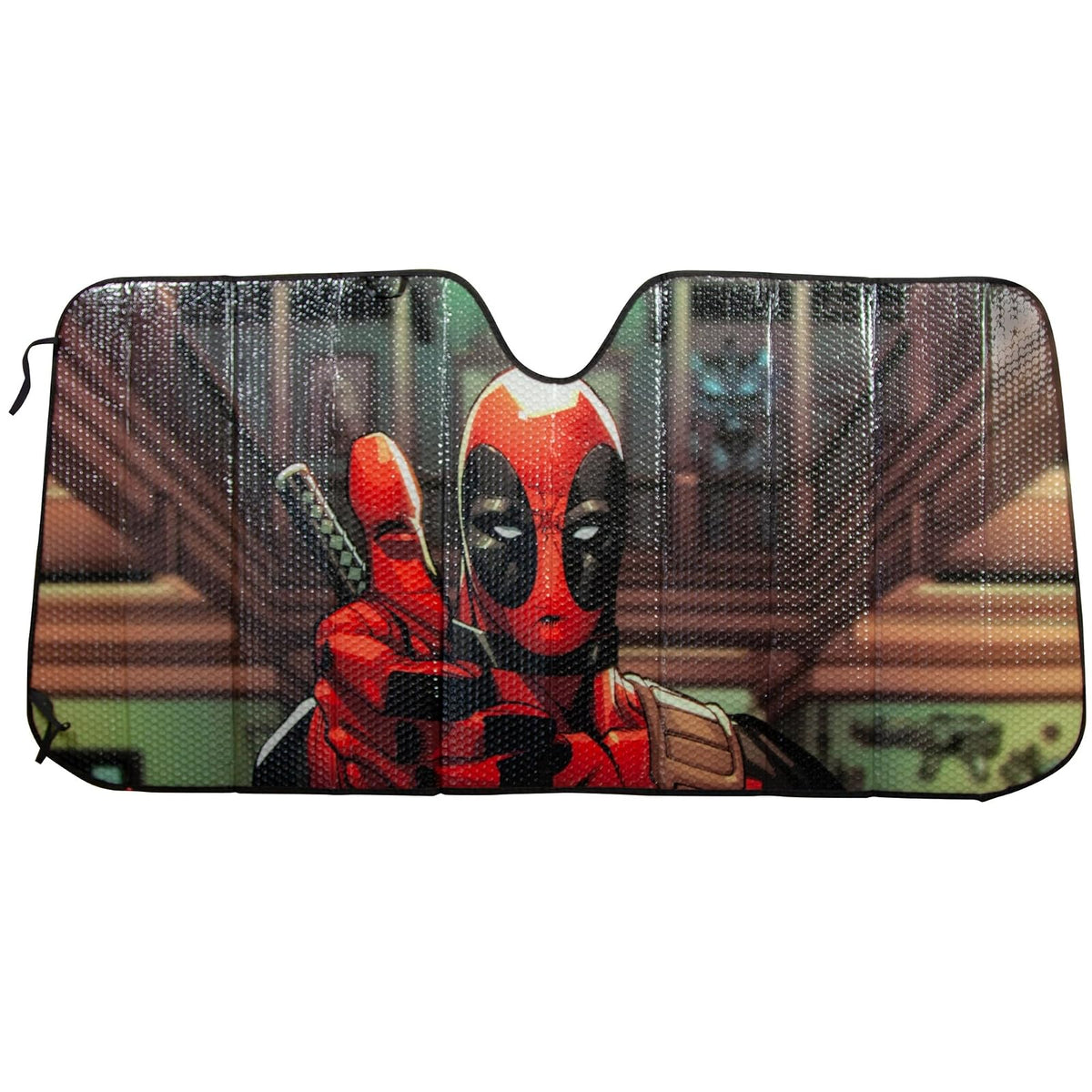 Plasticolor 003711R01 Marvel Deadpool Pulgares Arriba Estilo acordeón para Automóvil, camión, SUV, Parabrisas Delantero