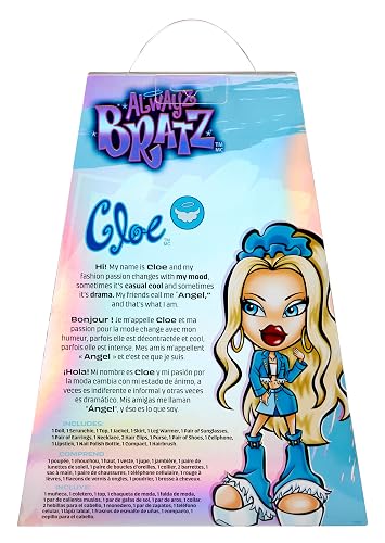 Bratz Alwayz Muñeca Cloe - Estilo Vaquero con Chaqueta y Falda Denim, Tacones de Plataforma, 10 Accesorios Incluidos como Teléfono, Maquillaje, Bolso y Póster Exclusivo - Edad 6+ Años