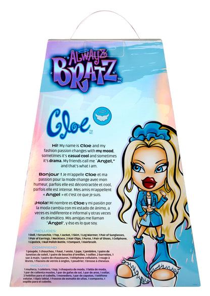 Bratz Alwayz Muñeca Cloe - Estilo Vaquero con Chaqueta y Falda Denim, Tacones de Plataforma, 10 Accesorios Incluidos como Teléfono, Maquillaje, Bolso y Póster Exclusivo - Edad 6+ Años