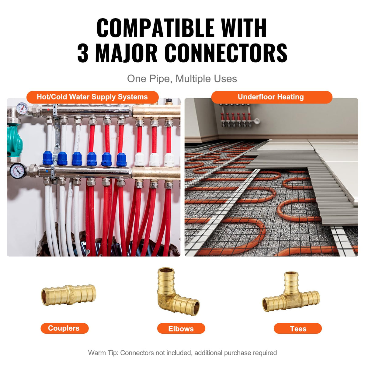 VEVOR PEX Pipe 3/4 pulgadas, 100 pies sin oxígeno PEX-A tubo flexible para agua potable, para agua fría/caliente y restauración fácil, aplicaciones de plomería con cortador última intervensión, blanco