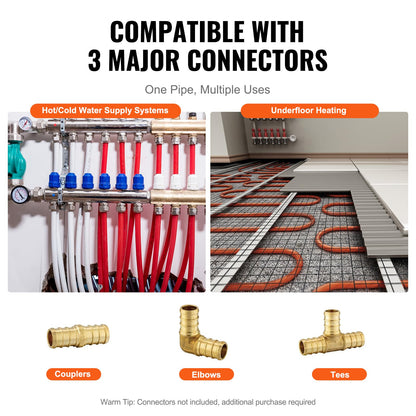 VEVOR PEX Pipe 3/4 pulgadas, 100 pies sin oxígeno PEX-A tubo flexible para agua potable, para agua fría/caliente y restauración fácil, aplicaciones de plomería con cortador última intervensión, blanco