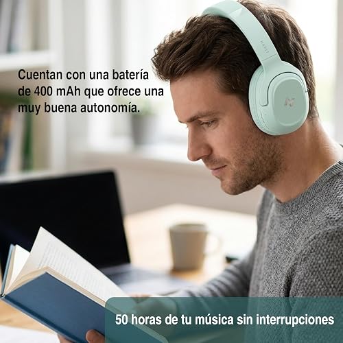 havit H612BT Pro Audífonos Inalámbricos Over-Ear, Ice Mint | Audífonos over-ear inalámbricos. Batería 40h, BT 5.3, baja latencia 60ms, micrófono y aislamiento pasivo. Ice Mint.