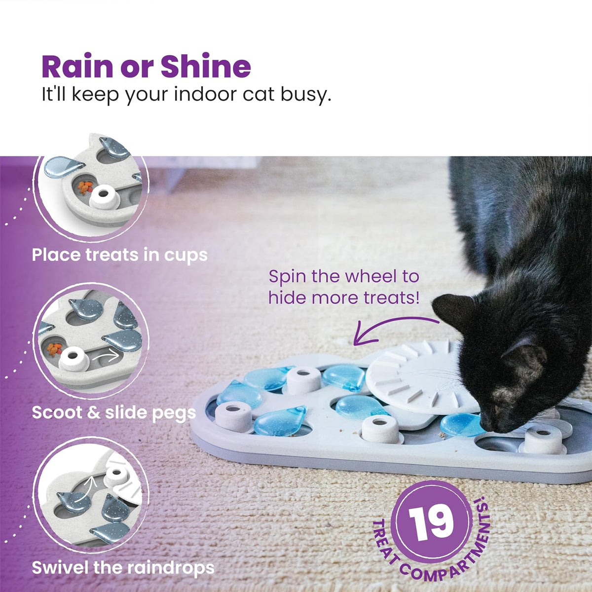 Nina Ottosson by Petstages Rainy Day Puzzle & Play - Rompecabezas Interactivo para Gatos