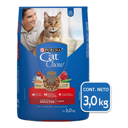 Purina Cat Chow Adulto Todos los Tamaños Sabor Carne 3Kg