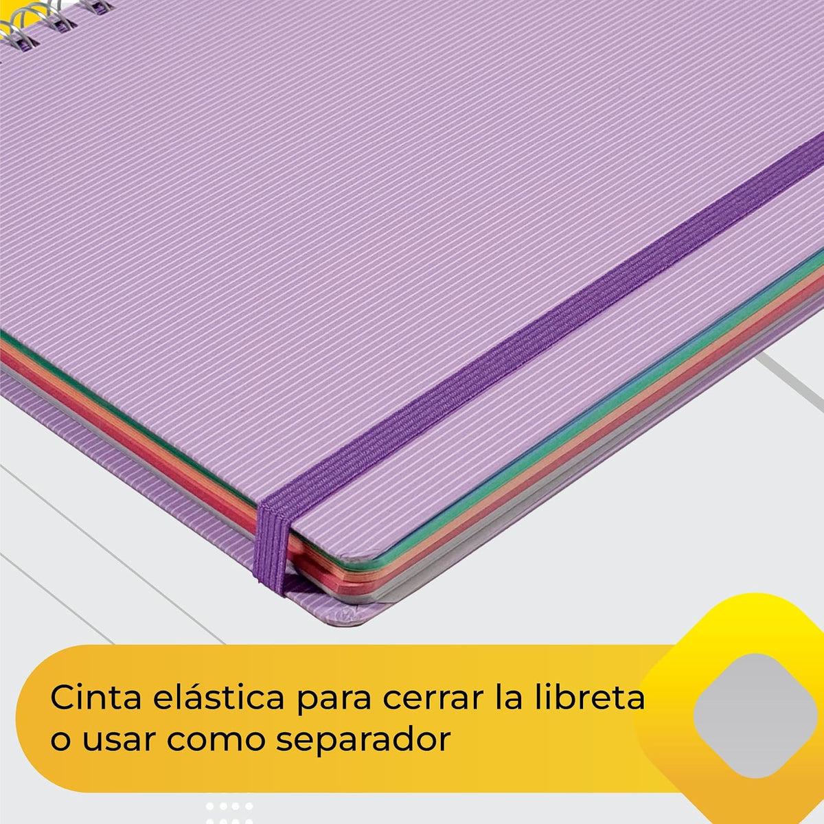 Printaform Libreta Profesional Arcoíris Pastel Universitaria 200h, 2 piezas, Cuadro Chico, Lavanda