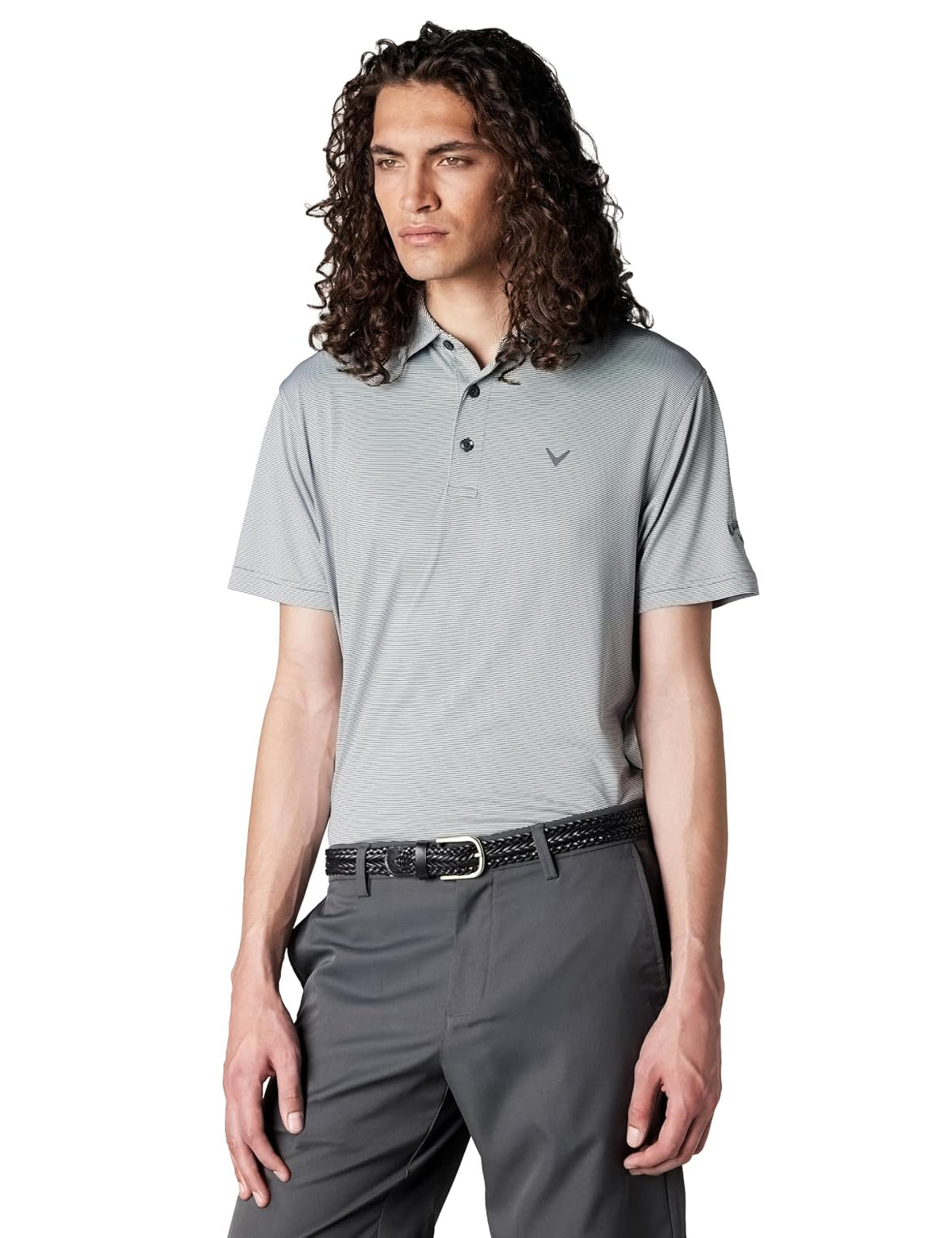 Callaway Polo de Golf de Manga Corta con Rayas Finas para Hombre - Asfalto - G