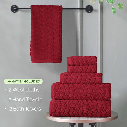 Elegant Comfort - Juego de Toallas de Lujo de 6 Piezas, 100% algodón Turco, Tela Jacquard, Texturizado, de Alta Calidad, Suave y Absorbente, Incluye 2 Toallas de baño, 2 Toallas de Mano y 2 Toallas,
