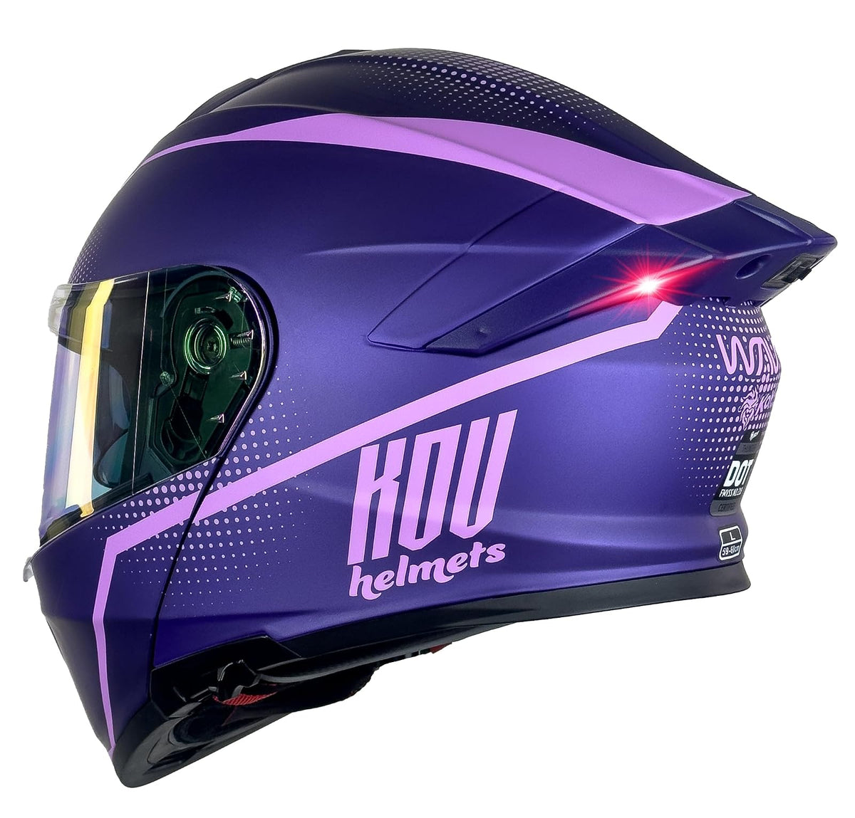 KOV Casco Waves Morado Thunder ABATIBLE para Moto Certificado Dot