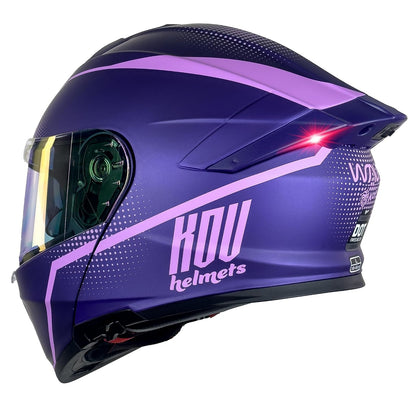 KOV Casco Waves Morado Thunder ABATIBLE para Moto Certificado Dot