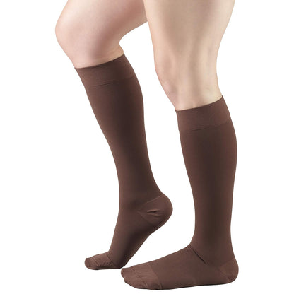 Truform 20-30 mmHg Compression Stockings for Men and Women, Knee High Length, Closed Toe, Brown, X-Large