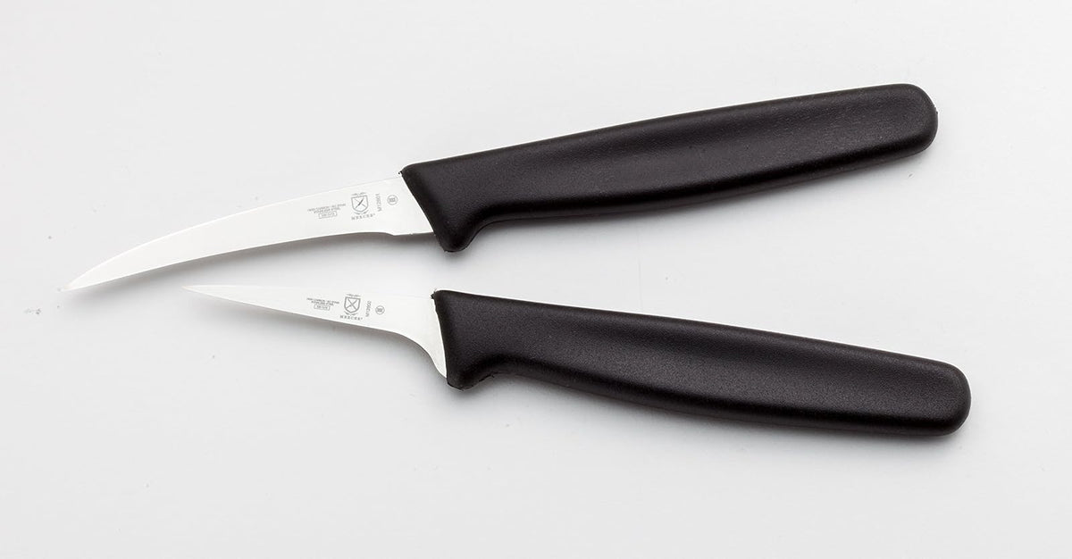 Mercer Culinary Juego de cuchillos para tallar frutas tailandesas, 2 pulgadas y 2.5 pulgadas, negro