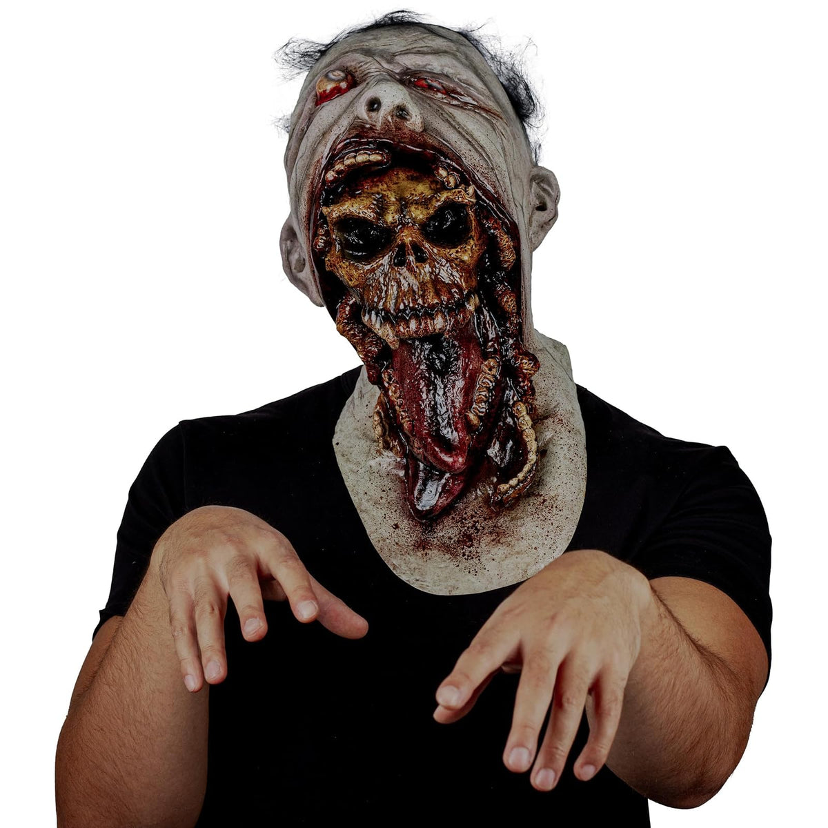 Ghoulish Productions Máscara De Látex Blurp Deceased, Accesorio Látex Cosplay Calavera Malévola, Disfraz Aterrador para Halloween y Fiestas Temáticas, Cosplay Demonio Skull, Diseño Artesanal