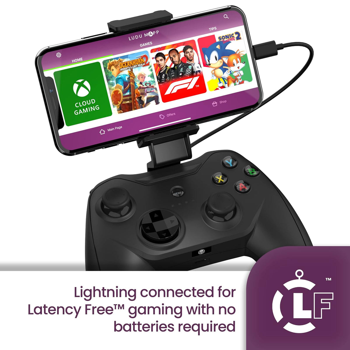 RiotPWR Control Gamer iOS (Edición Anterior), Certificación MFi, Alámbrico, Botones L3 y R3, Soporte ZeroG - Negro