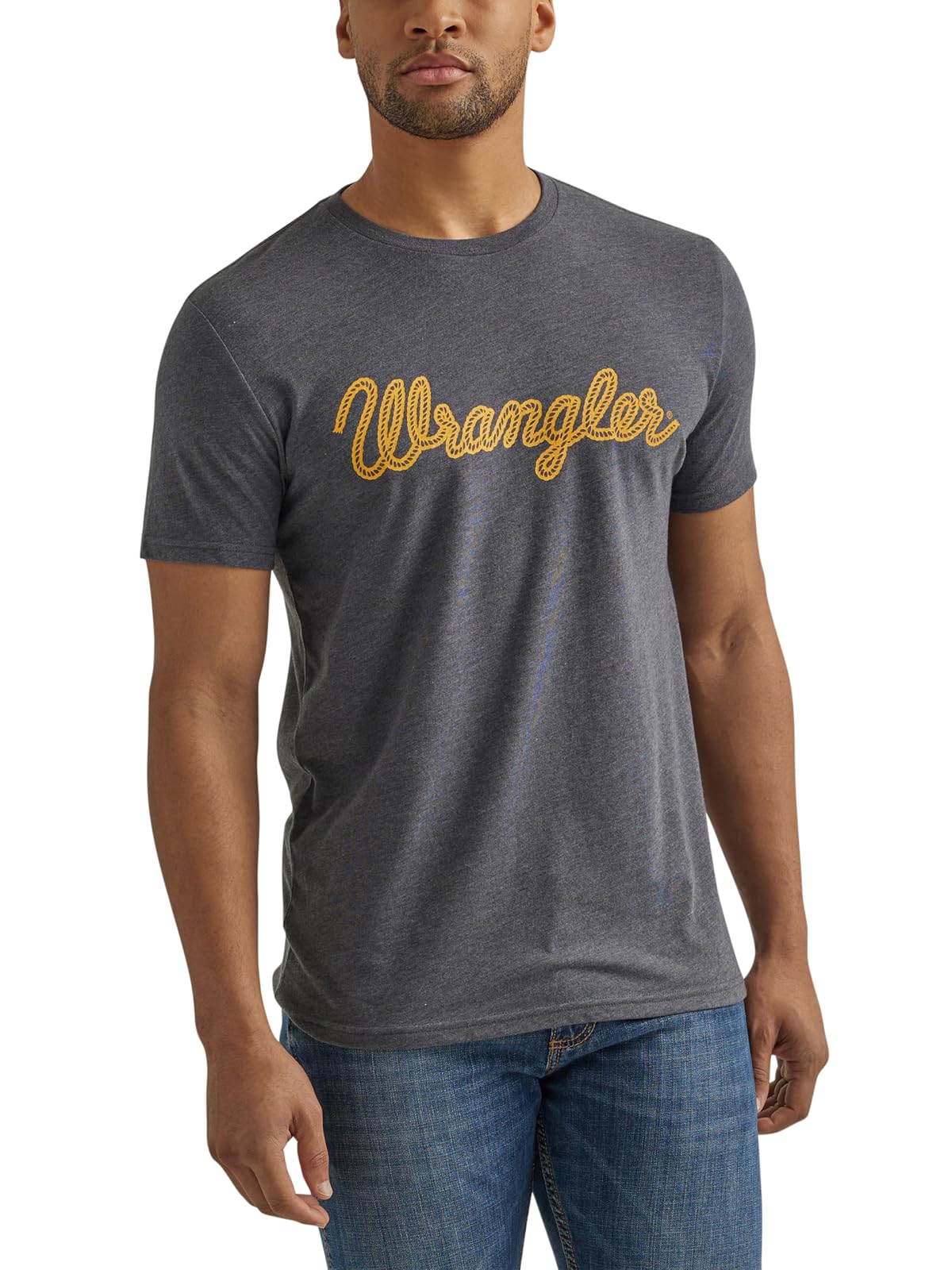 Wrangler Western - Playera de Manga Corta con Cuello Redondo para Hombre - XXL - Gris