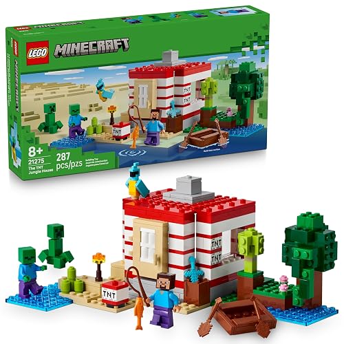 Lego Minecraft La Casa-Dinamita de la Jungla Juguete de Construcción Coleccionable, Decoración Creativa, Juego de Aventuras, Regalo para Niñas y Niños de 8 Años en Adelante 21275