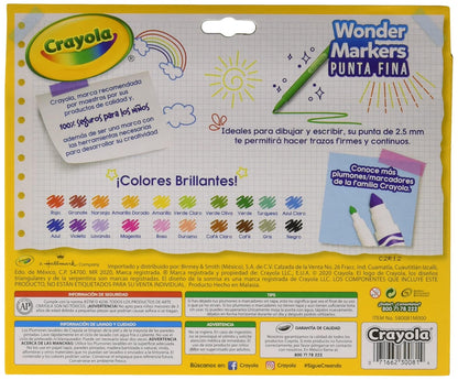 20 Wonder Markers Crayola + 12 Plumones Delgados Lavables