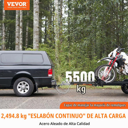 VEVOR Barra de Remolque, 2495 kg con Cadenas, Montaje de Parachoques Universal con Recubrimiento de Polvo de Aleación de Acero, Acoplador de Enganche de Bola de 2", Apertura de 1000 mm, para Camión