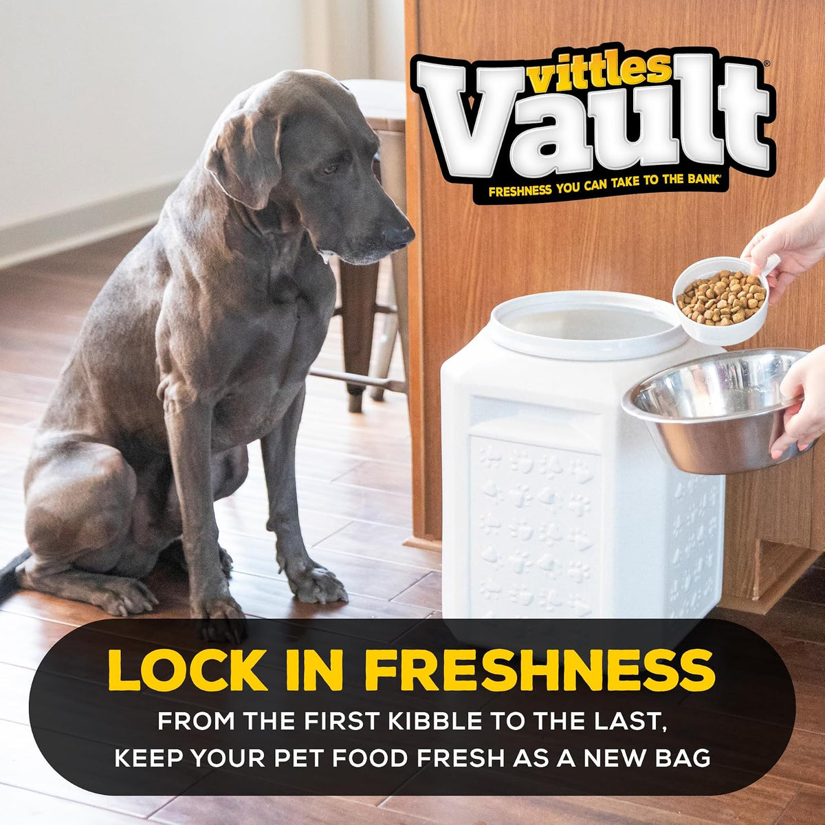 Gamma2 Vittles Vault, Contenedor para Alimento de mascotas, 16 kg -Mocha Granite