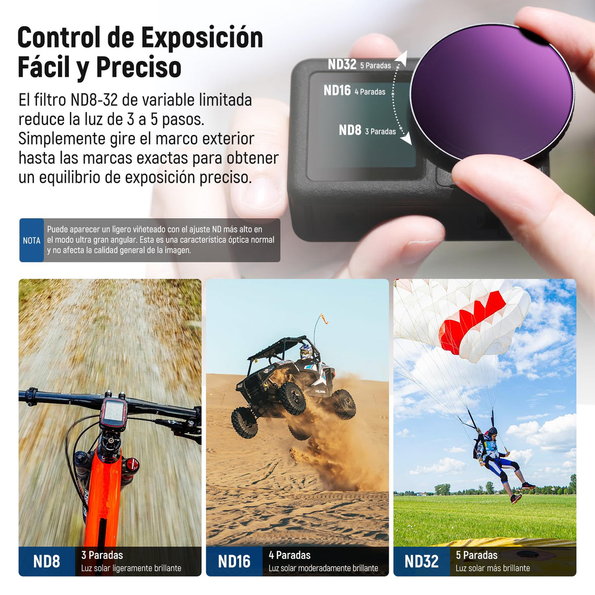 NEEWER Kit de Filtro ND Compatible con dji Osmo Action 5 Pro/4, Variable ND8-32 (3-5 Paradas) + CPL + Filtro de Niebla Negra 1/4 para Filtro de Efecto Cinematográfico de Niebla,FL-52