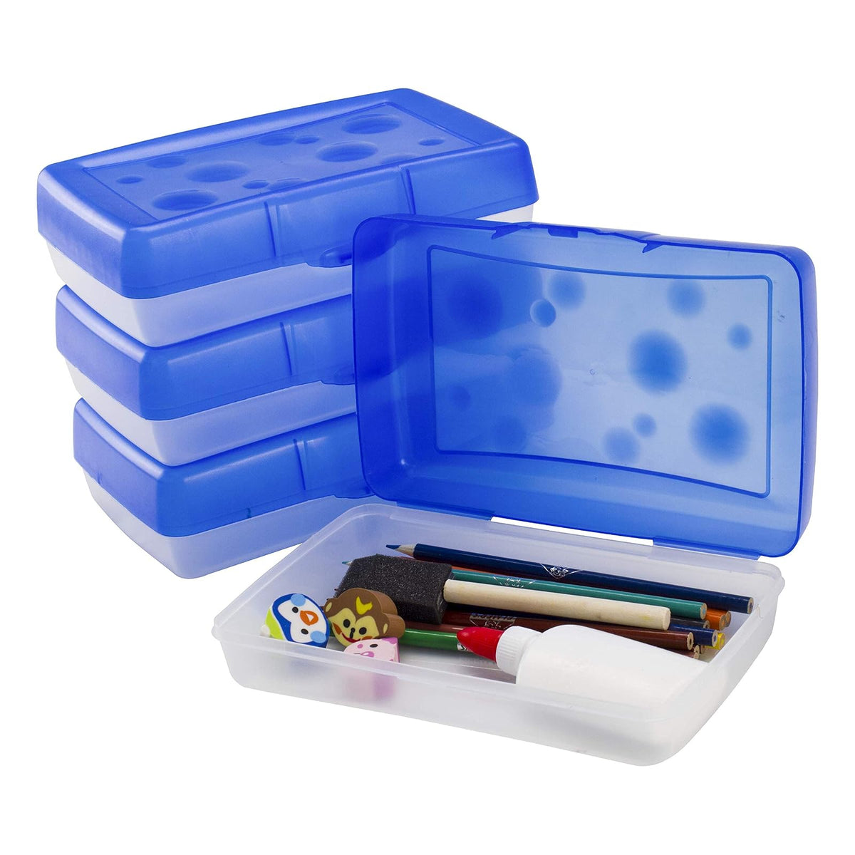 Storex 61623A12C - Estuche para lápices, 8.38 x 5.63 x 2.5 pulgadas, azul opaco, caja de 12 unidades