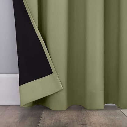 Sun Zero Nordic - Paquete de 2 Cortinas Opacas con Ojales de Grado Teatro, 132 x 213 cm, Color Verde Salvia