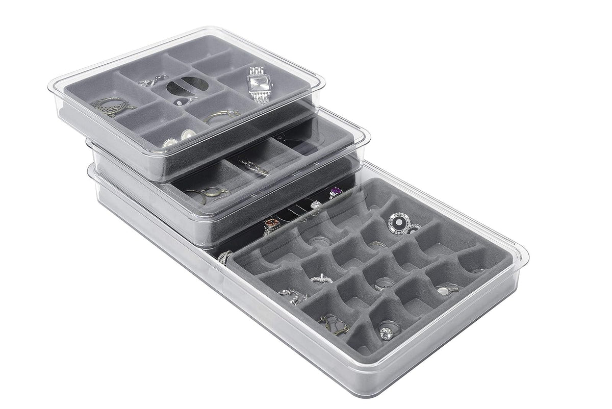 Whitmor Bandeja apilable para Joyas, 20 Secciones, Color Gris