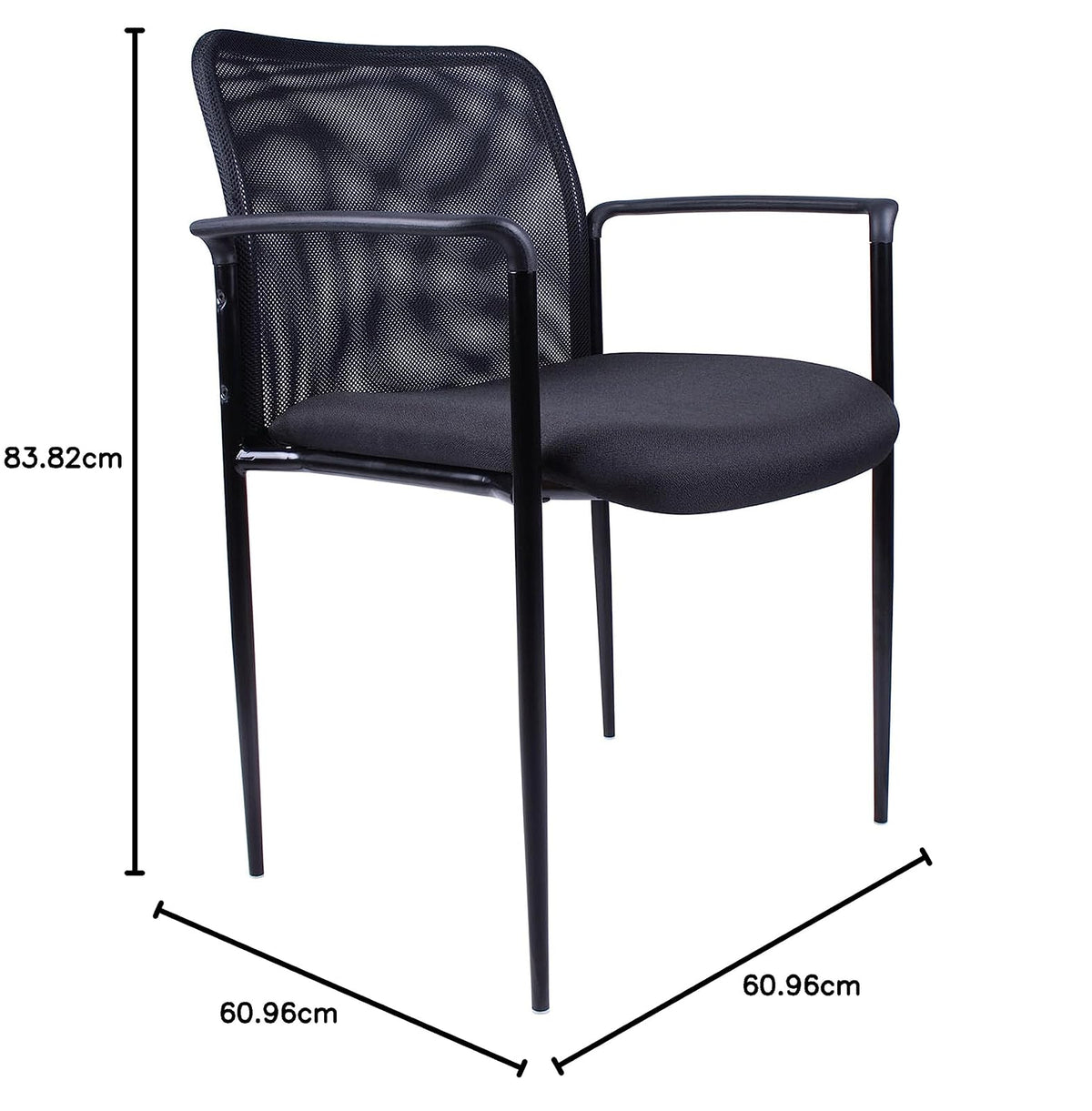 Boss B6909-BK Mesh Back and Crepe Seat Stacking with Arm 1 Unit Guest Chair, Black