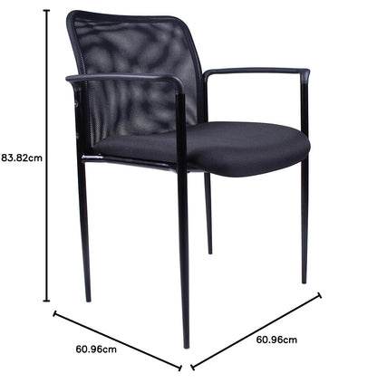 Boss B6909-BK Mesh Back and Crepe Seat Stacking with Arm 1 Unit Guest Chair, Black
