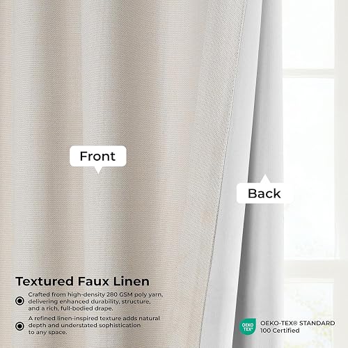 HPD Half Price Drapes - Cortinas de Lino sintético para Sala de Estar (1 Panel), 50 de Ancho x 96 de Largo, Cortinas texturizadas para oscurecer la habitación para recámara, 96 Pulgadas de Largo