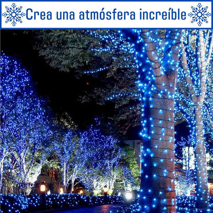 Luces Navideñas Series de Luces led - [PWEROAK Luces de Navidad 10M 200LED con 8 modos de iluminación Guirnalda de Luces de Navidad para Navidad/Halloween(10M 200LED Azul)